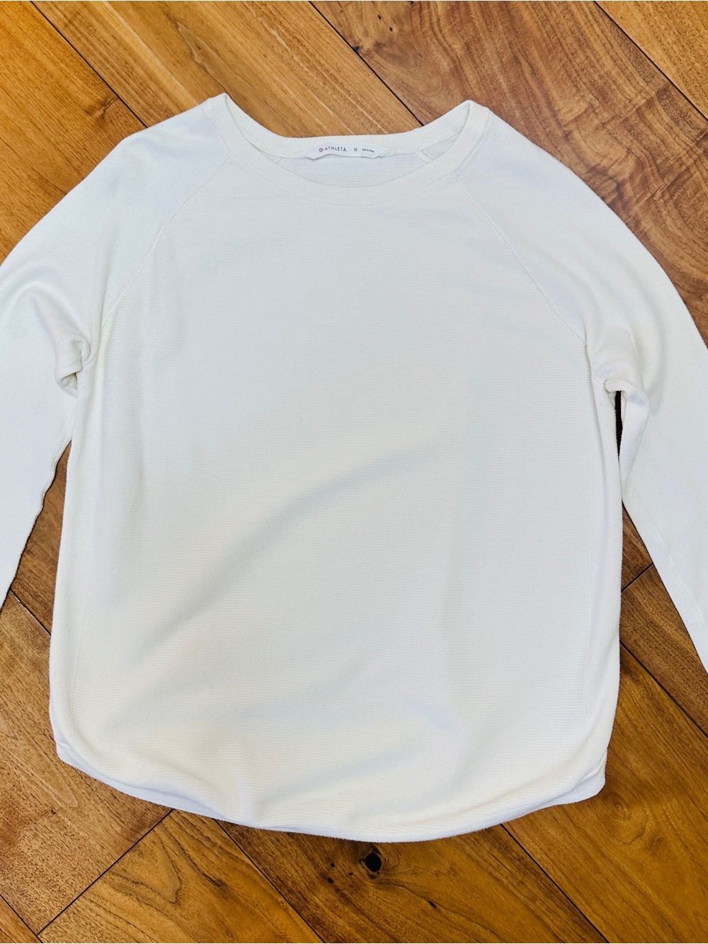 Athleta Cream Ribbed Knit Raglan Pullover Sweater Sweatshirt Medium M